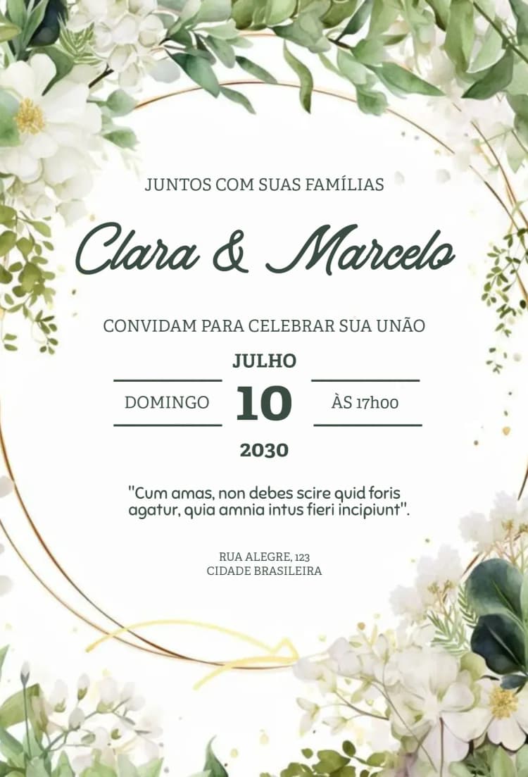 Convite Hálito de bebê – tema Casamento floral, romântico, delicado, natureza, minimalista