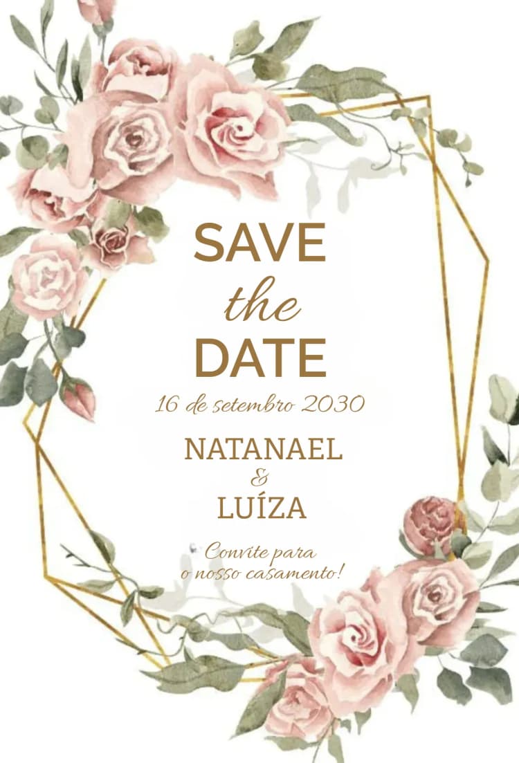 Convite Rosa Empoeirada – tema Casamento floral, delicado, romântico, natural, elegante