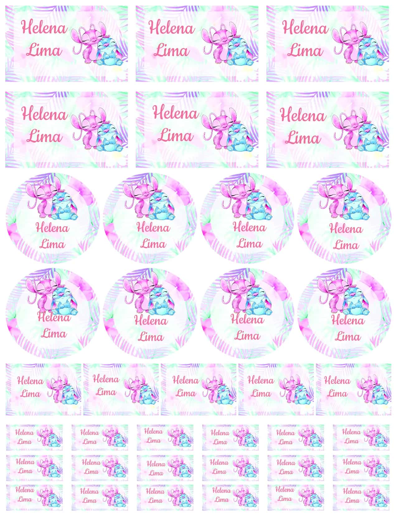 Convite Angel e Stitch editável e personalizável