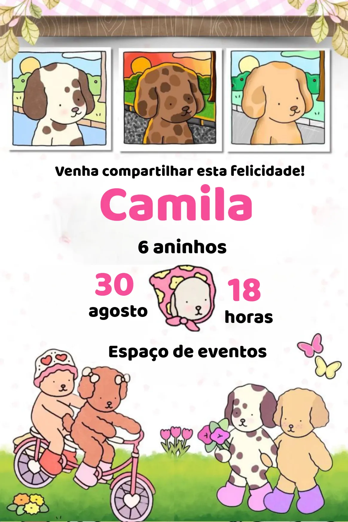 Convite Bobbie Goods Coloridos editável e personalizável