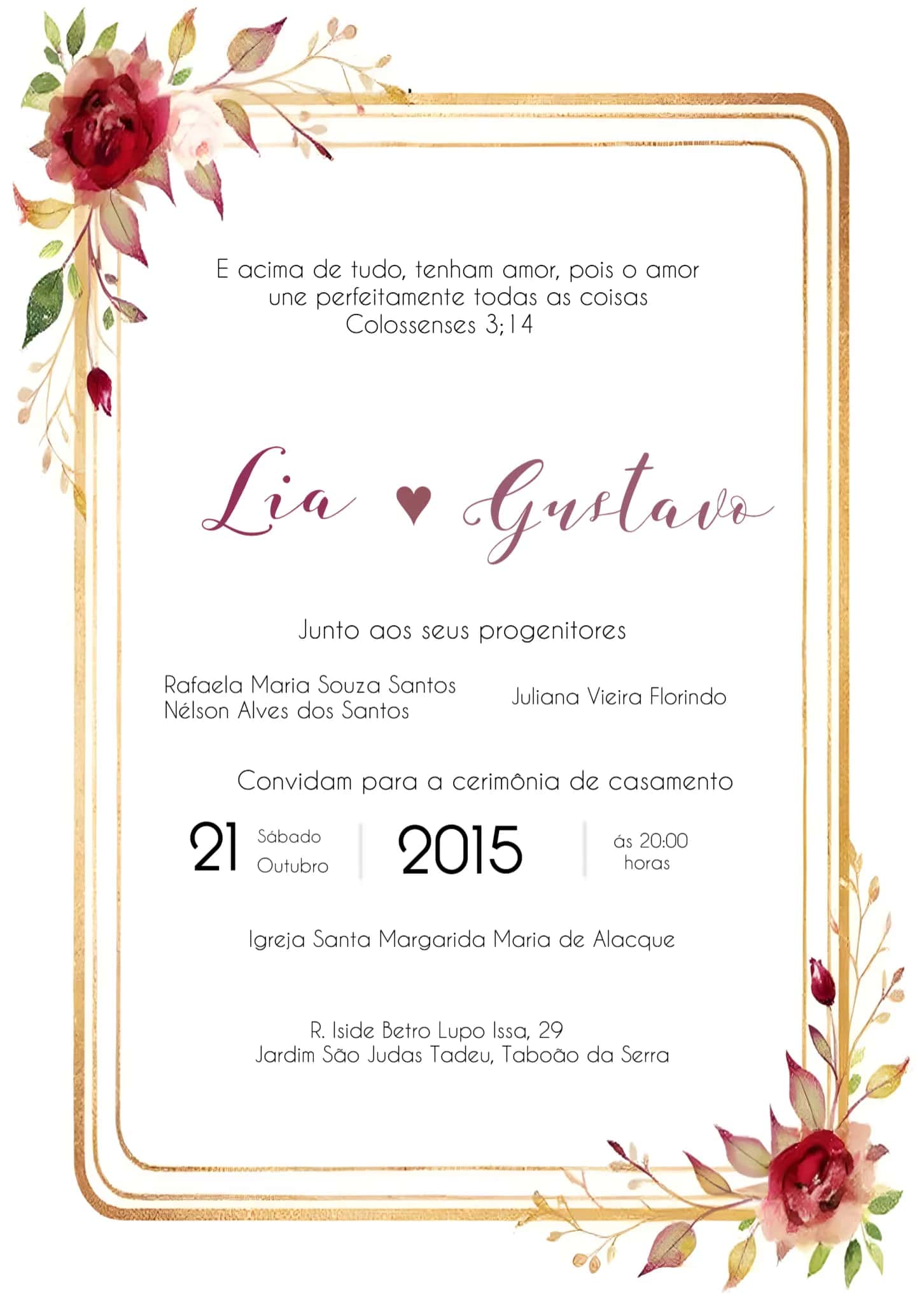 Convite Casamento Floral Flores editável e personalizável