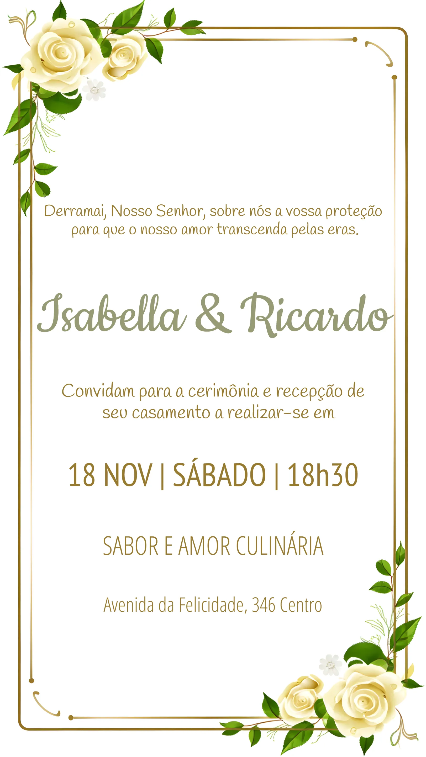 Convite Casamento Floral Verde editável e personalizável