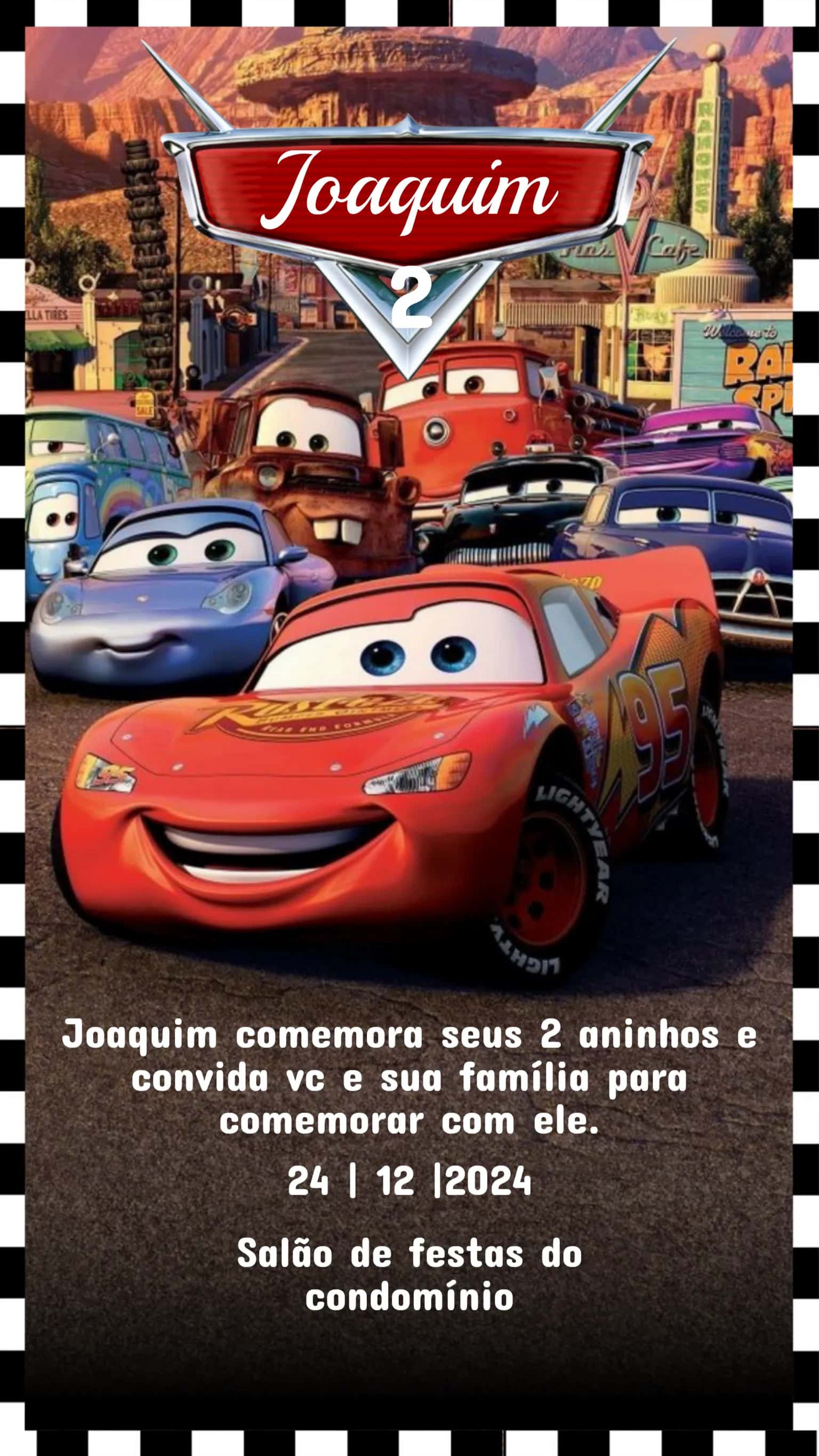 Convite Convite Aniversário CARROS editável e personalizável