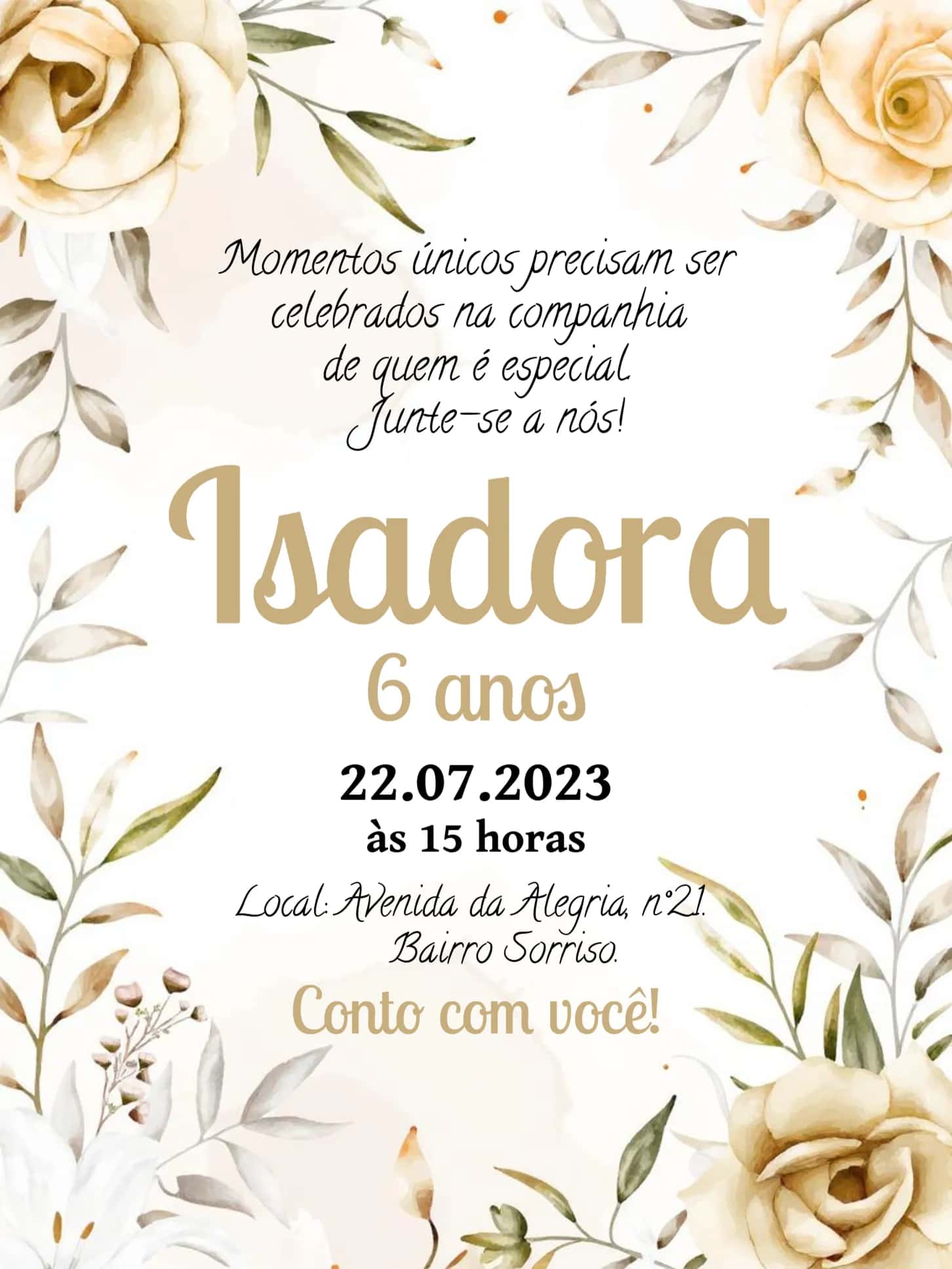 Convite Floral Delicado editável e personalizável