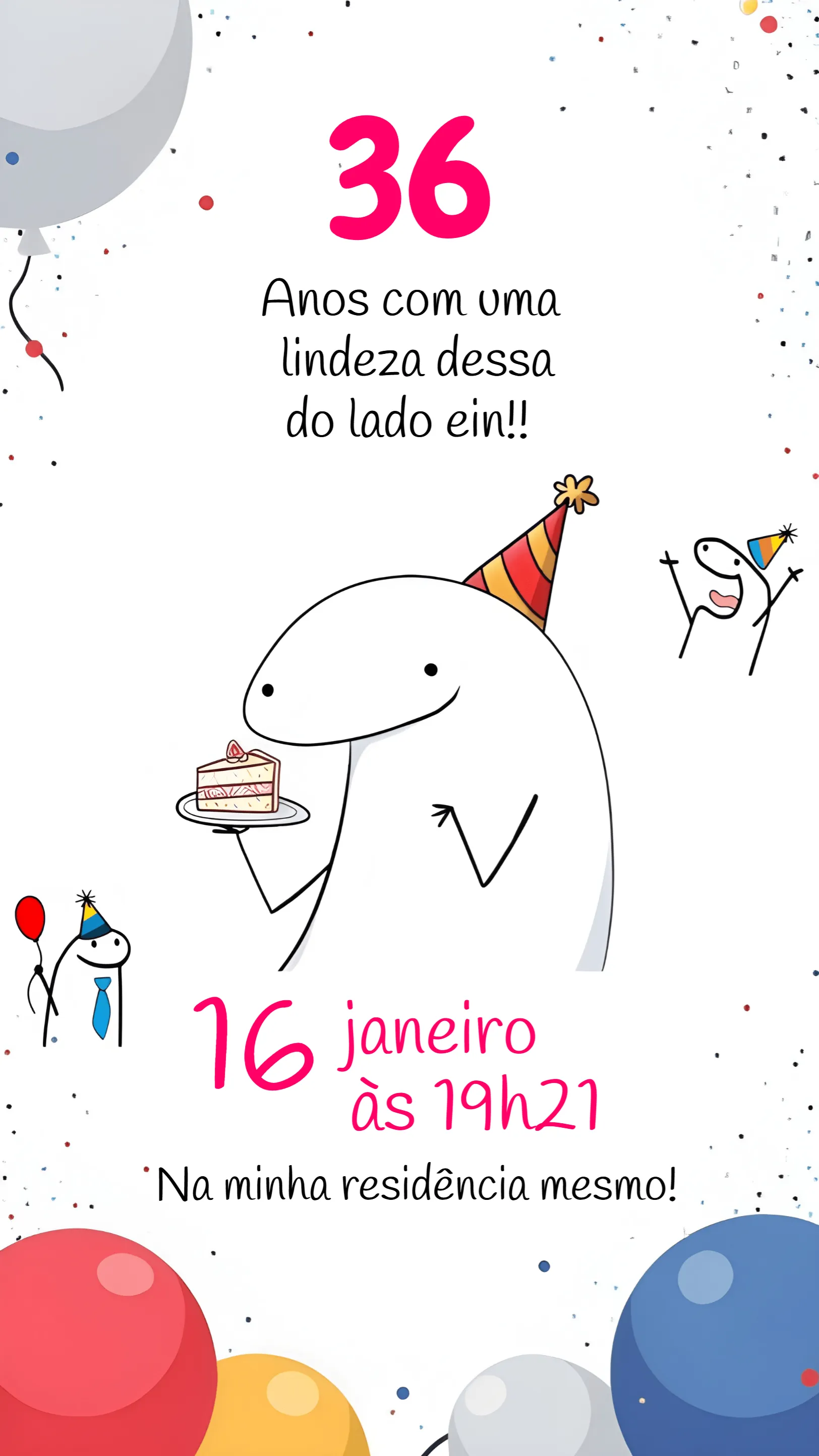Convite Flork Adulto editável e personalizável