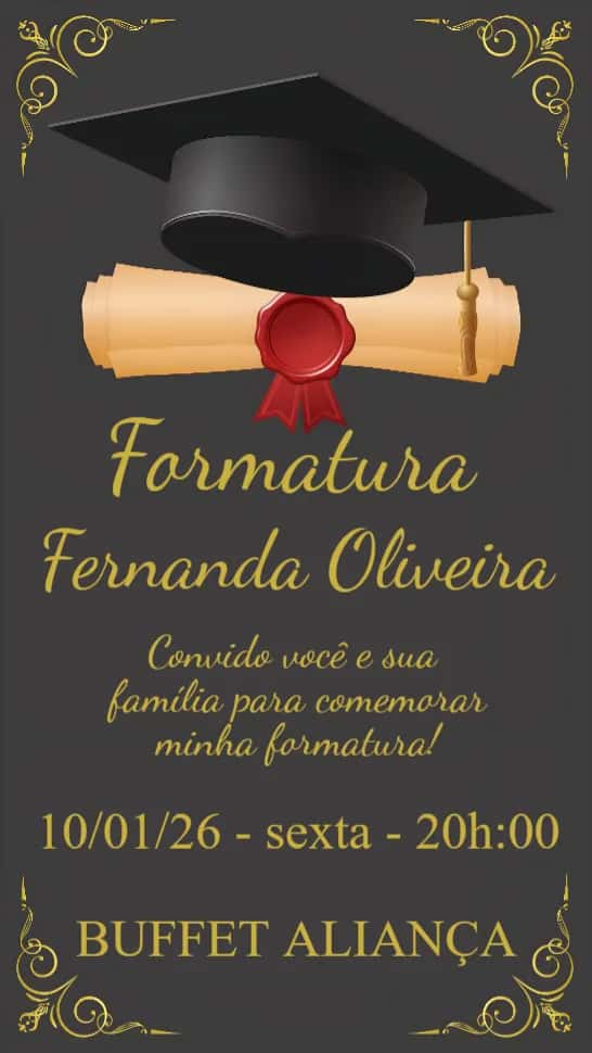 Convite Formatura editável e personalizável
