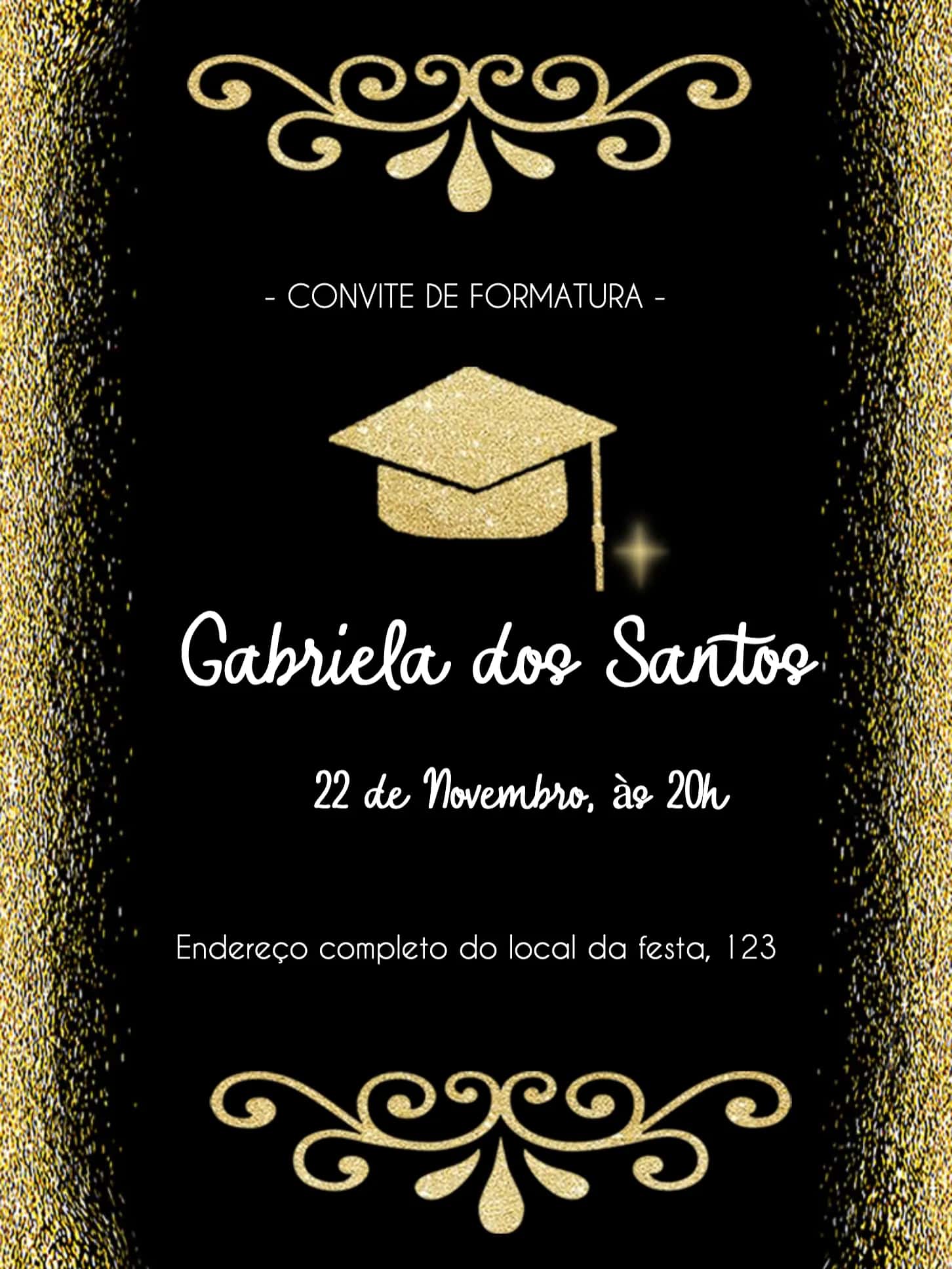 Convite Formatura Quepe editável e personalizável