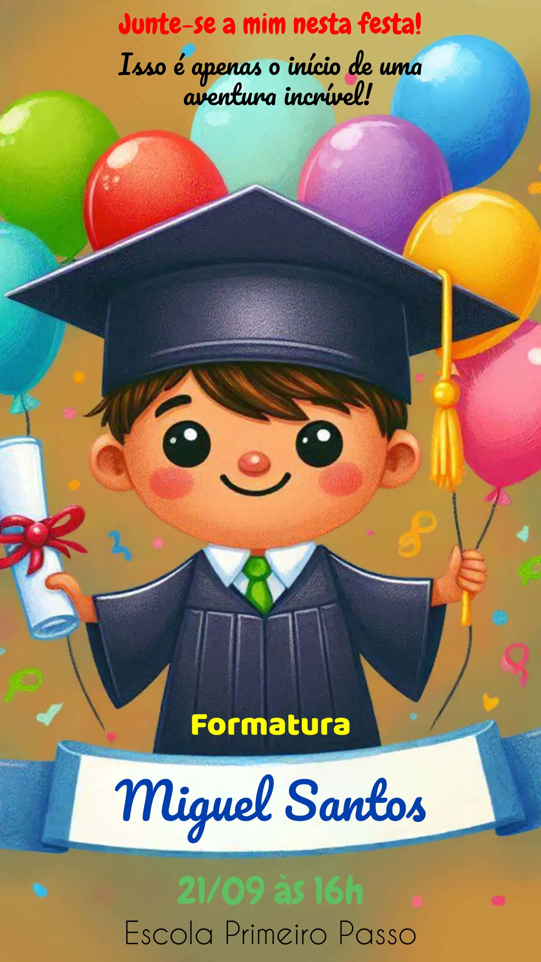 Convite Formatura Infantil Abc editável e personalizável