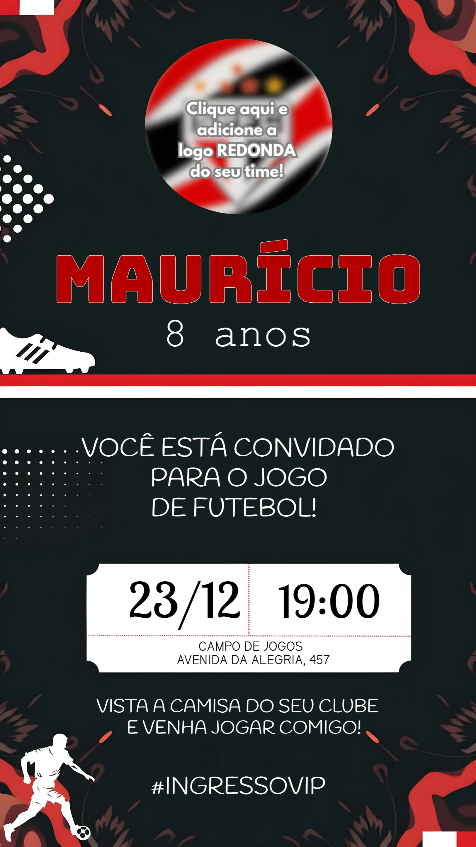 Convite Futebol Paulista editável e personalizável