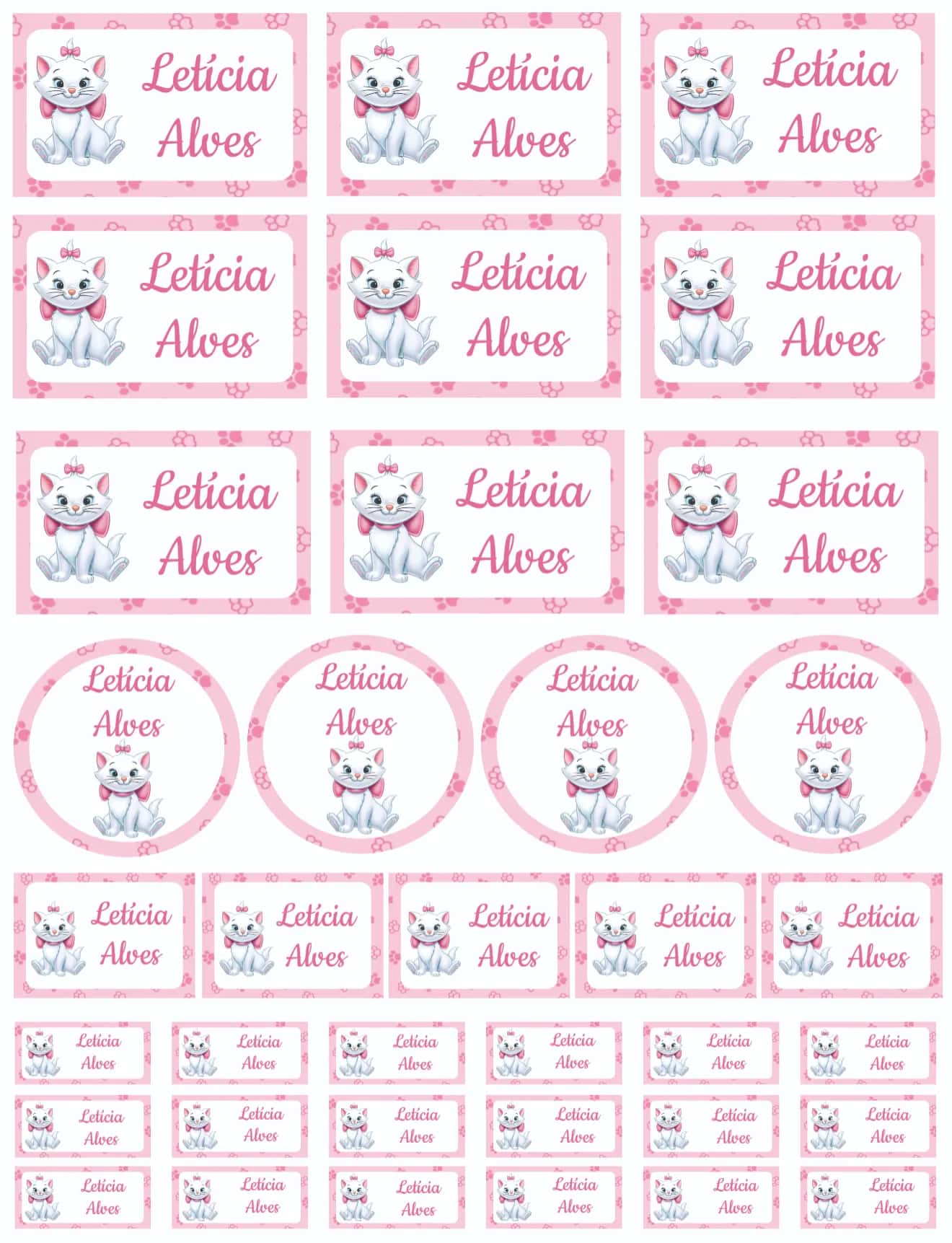 Convite Gatinha Marie editável e personalizável