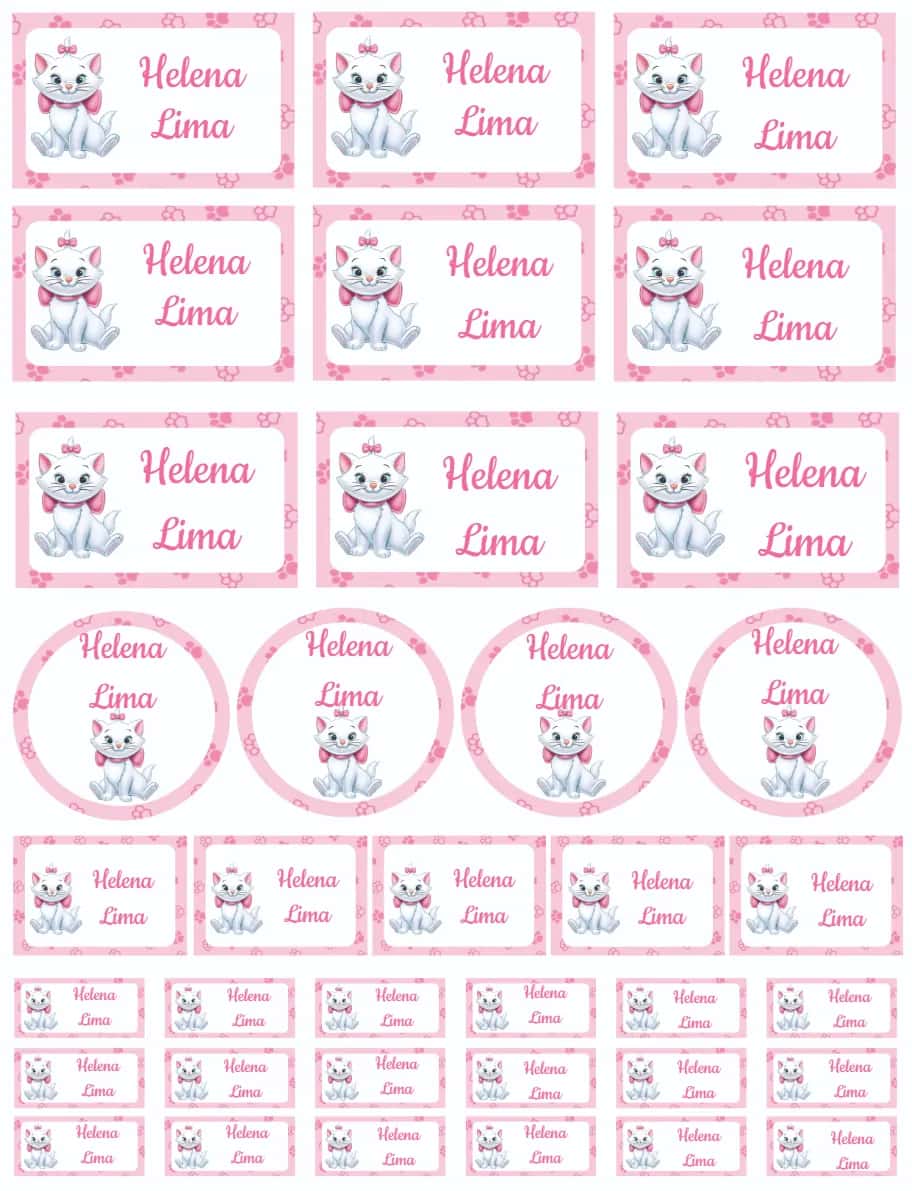 Convite Gatinha Marie editável e personalizável