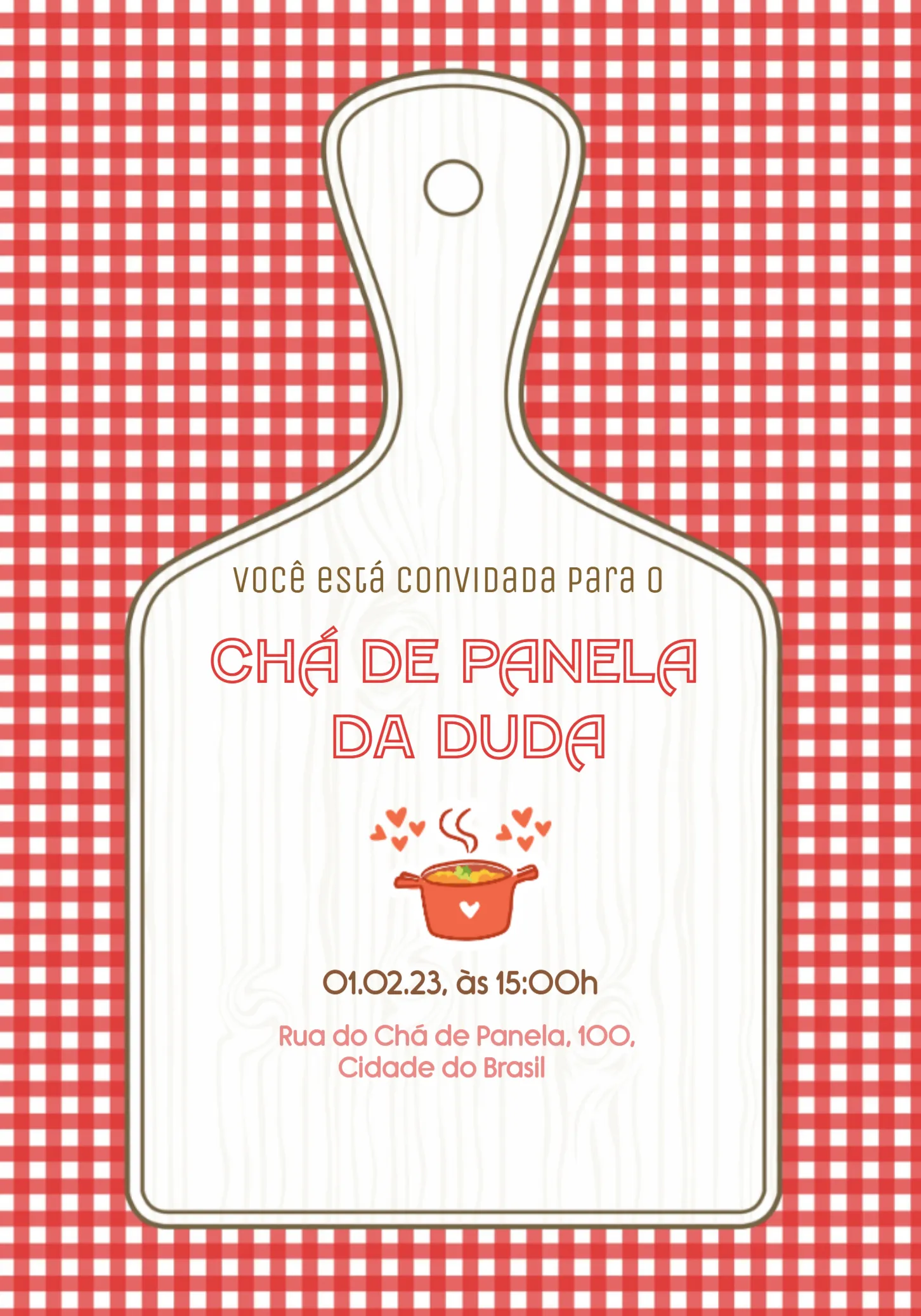 Convite Para Chá De Panela Tábua editável e personalizável