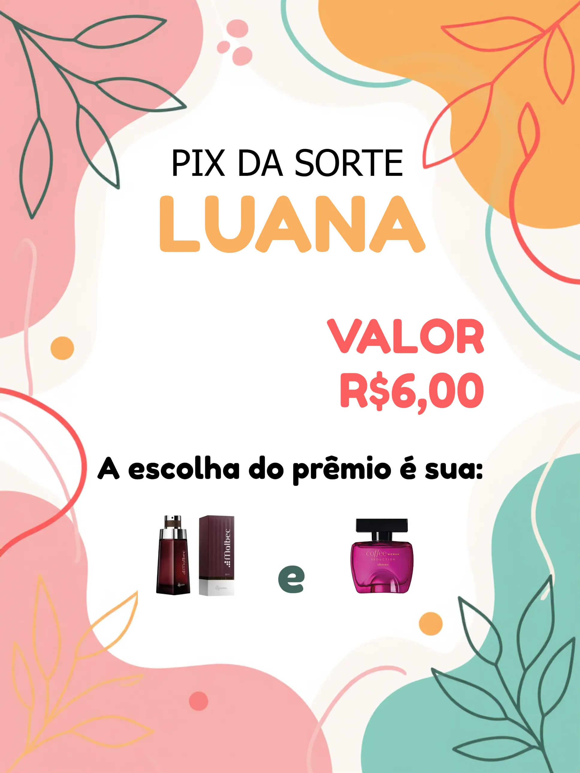 Convite Pix Da Sorte Colorido editável e personalizável