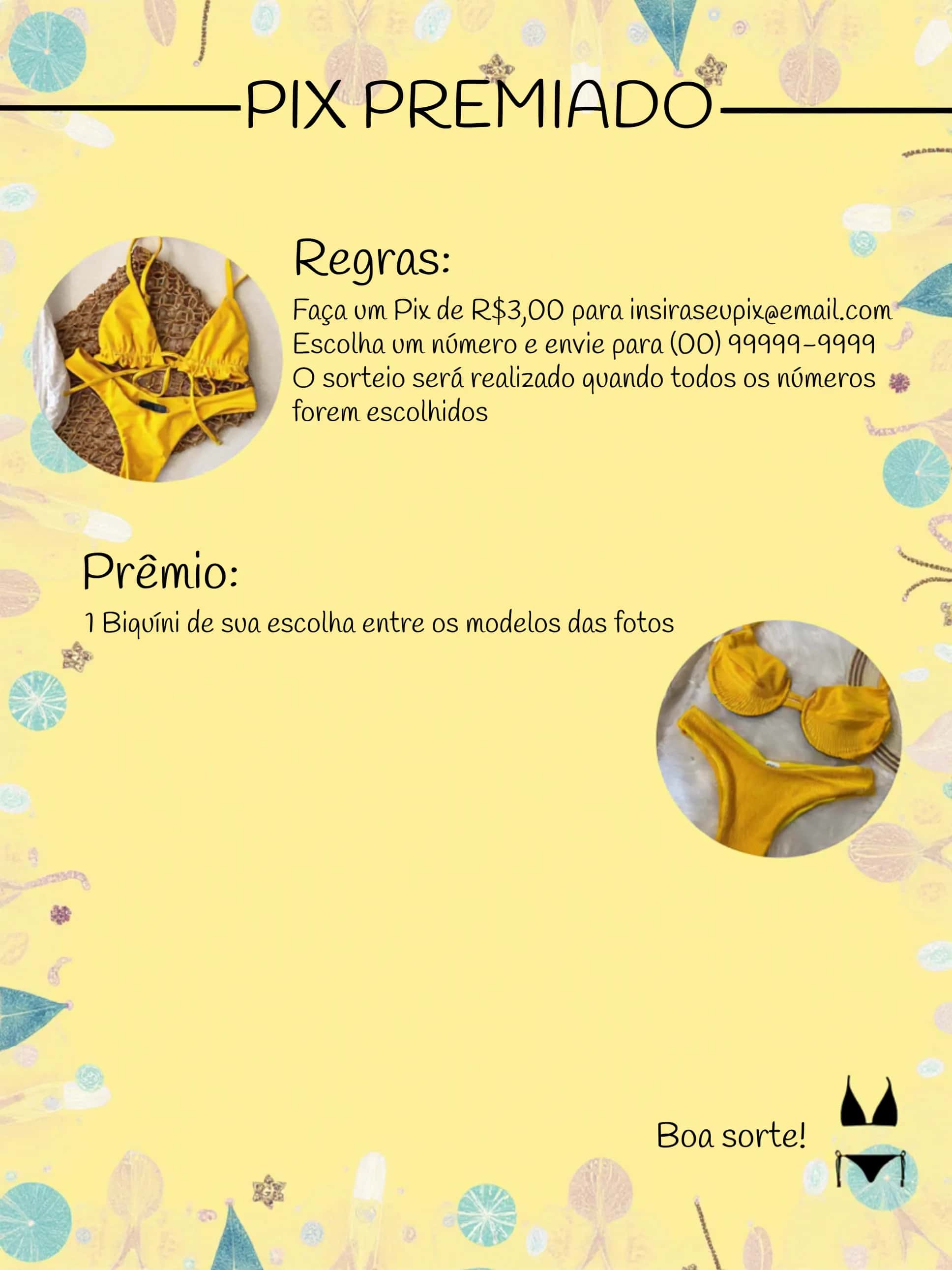 Convite Pix Premiado Arte editável e personalizável