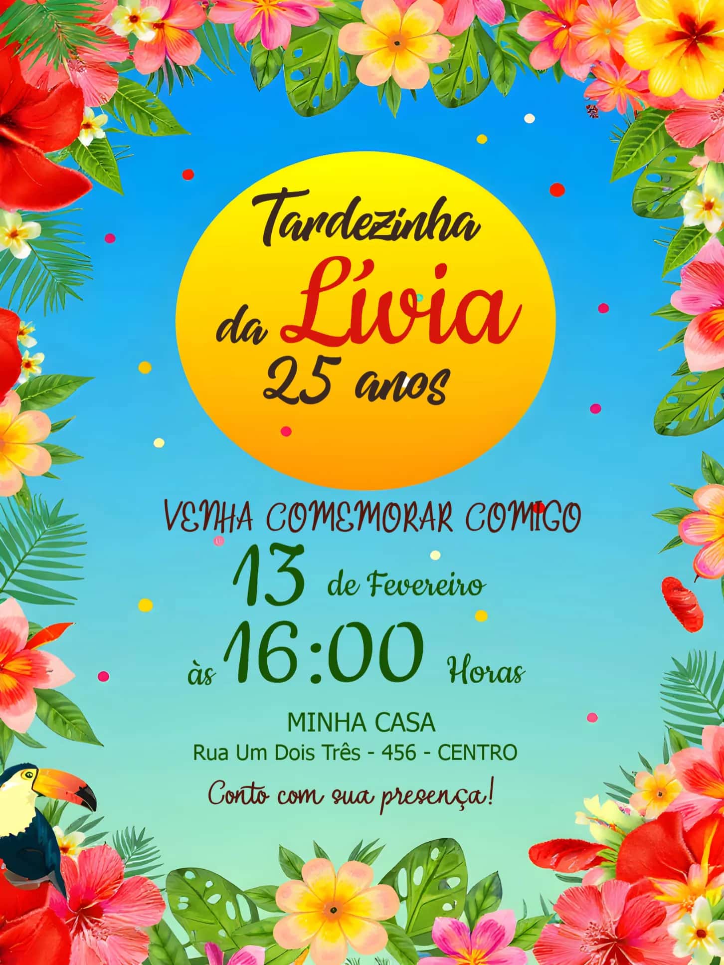 Convite Tardezinha Floral editável e personalizável