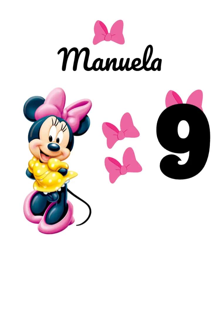 Convite Topo De Bolo Minnie Mouse Rosa editável e personalizável