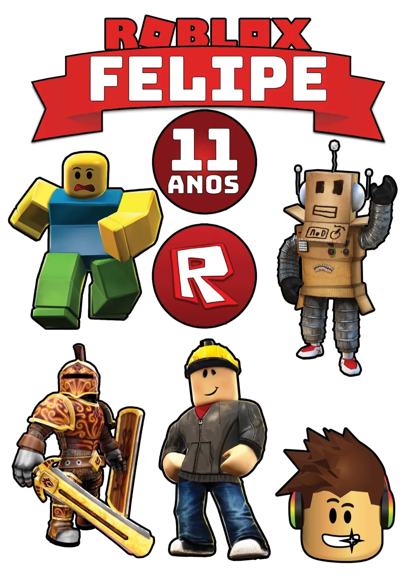 Convite Topo De Bolo Roblox Imprimir editável e personalizável