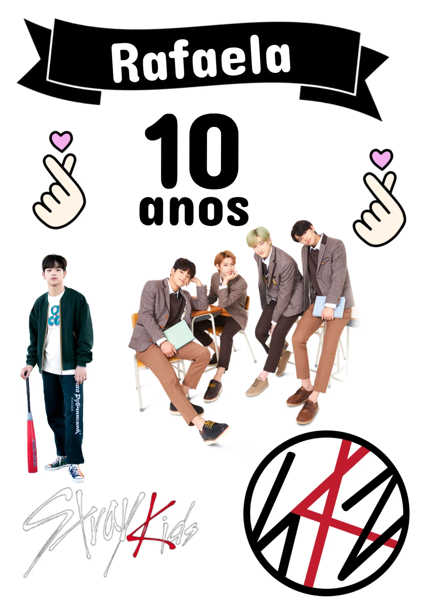 Convite Topo De Bolo Stray Kids Topper editável e personalizável